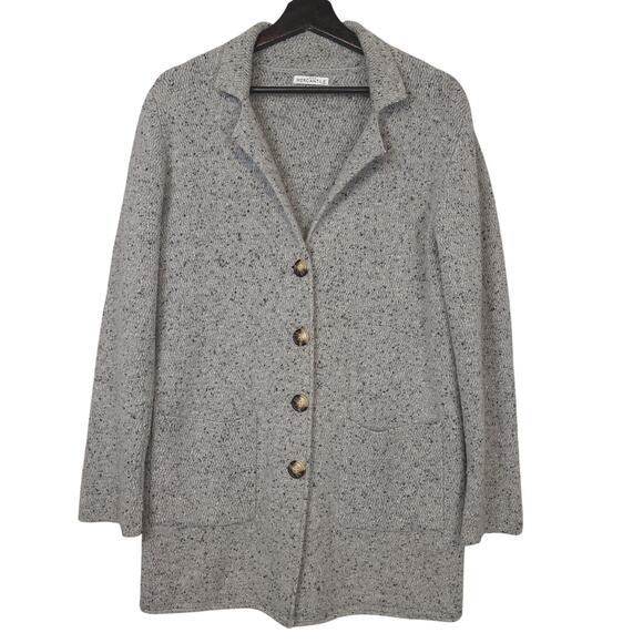 J. Crew Mercantile Women's Cardigan Large Grey Lambs Wool Peasant Lagenlook Boho - Picture 2 of 11